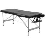 Marquesa de Massagem Dobrável com Altura Regulável em 7 Níveis, Apoio de Cabeça e Braços, 185x70x58 - 82 cm, Preto