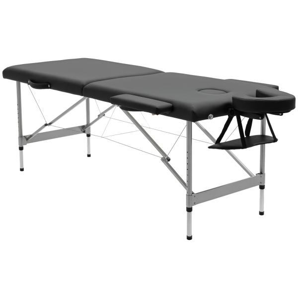Marquesa de Massagem Dobrável com Altura Regulável em 7 Níveis, Apoio de Cabeça e Braços, 185x70x58 - 82 cm, Preto