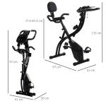 Bicicleta ergométrica dobrável ajustável em altura e resistência com tela LCD e assento com encosto 51x97x115 cm Preto