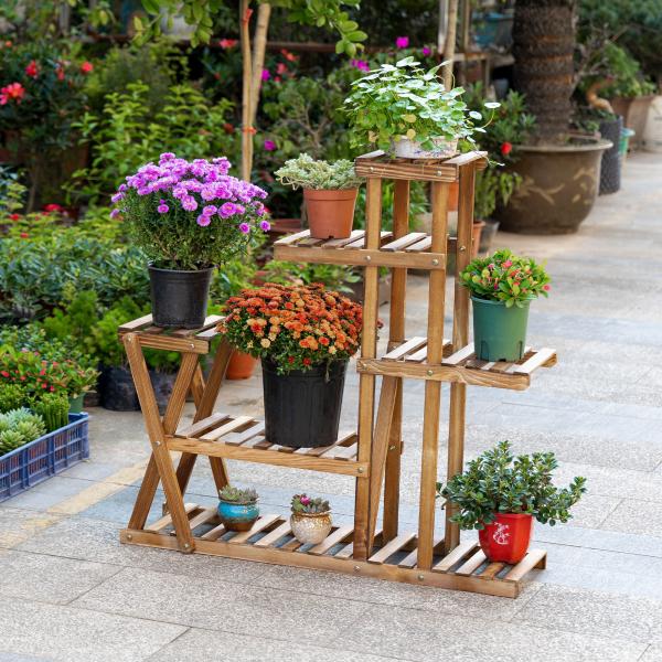 Suporte para Plantas Estante para Plantas de Madeira com 5 Níveis para Interior Exterior 98x28x95 cm Madeira