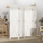 Biombo de 4 Paineis Separador de Ambientes Dobrável 182x170cm Divisória para Espaços de Madeira Decoração Elegante para Dormitório Sala de Estar Branco