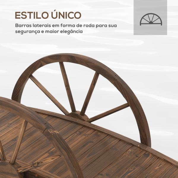Ponte de Madeira para Jardim Ponte Decorativa com Corrimão em Forma de Meia Roda 100x50x37 cm Marrom