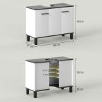 Móvel para Lavatório Pousar Móvel Casa de Banho com 2 Portas e Prateleira Ajustável para Lavatório com ou sem Pedestral 80x34x60 cm Branco Brilhante