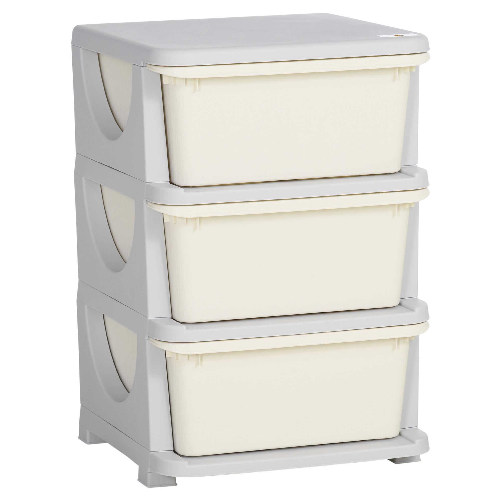 Organizador de Brinquedos para Crianças com 3 Gavetas Arrumação para Brinquedos Roupas Livros 37x37x56,5 cm Bege
