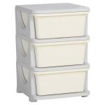 Organizador de Brinquedos para Crianças com 3 Gavetas Arrumação para Brinquedos Roupas Livros 37x37x56,5 cm Bege