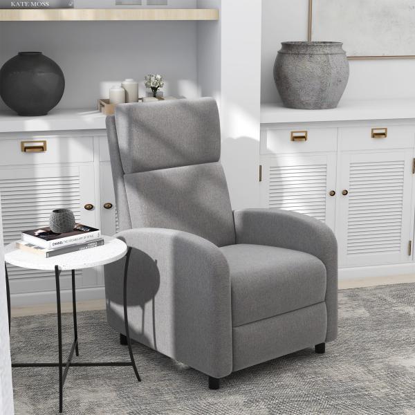 Poltrona Relax Reclinável até 160° Poltrona Reclinável Manual com Apoio para os Pés 64x86x102 cm Cinza