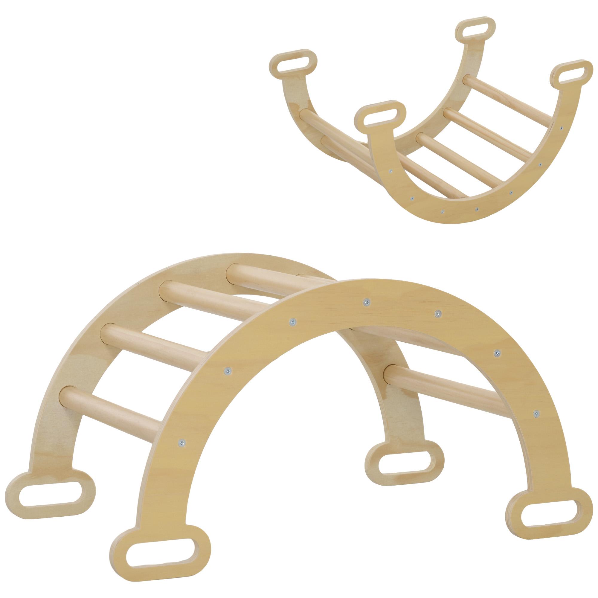 Arco de Aprendizagem para Crianças 2 em 1 Arco de Escalar para Crianças de 18 - 48 Meses Baloiço Bebés 68x42x36 cm Madeira