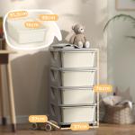 Organizador de Brinquedos com 4 Gavetas Torre de Arrumação para Crianças +3 Anos Cantos Arredondados e Pegas 37x37x76 cm Creme