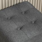 Apoio para os Pés Sala de Estar Banco Estofado em Linho com Bolso Lateral Tampa com Botões 35x35x35 cm Cinzento