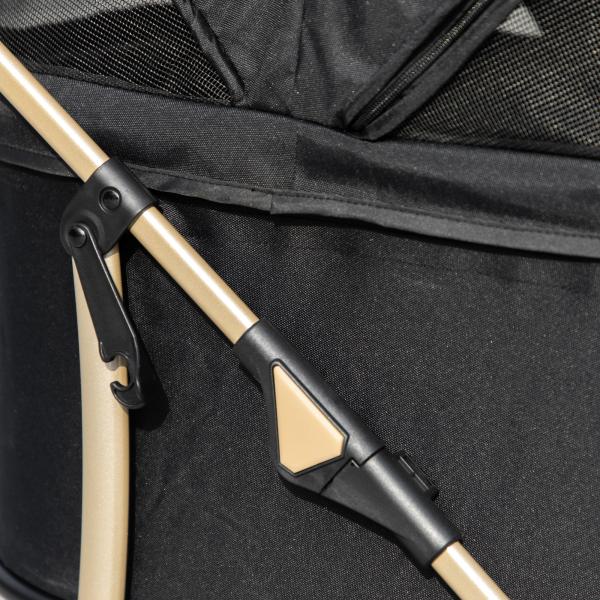 Carrinho para Animais de Estimação 3 em 1 Dobrável com Bolsa de Transporte Cesta de Armazenamento e Travão 82x49,5x98cm Preto