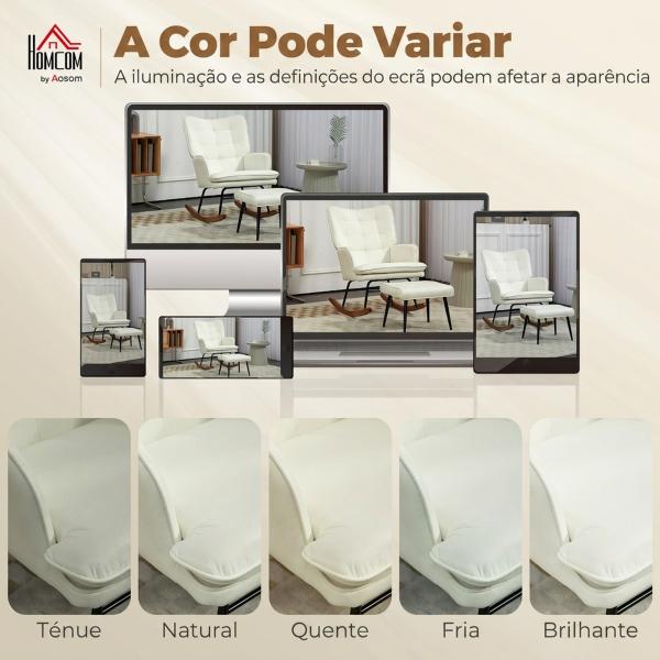 Conjunto de Poltrona Baloiço com Apoio para os Pés Poltrona Relax com Almofada Acolchoada e Anti - Tombo 64x89x90 cm Bege