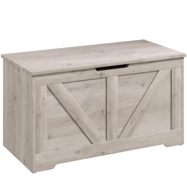 Baú de Armazenamento 100L Baú de Arrumação com Tampa e Dobradiça de Segurança 80x40x45 cm Cinzento Claro