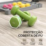 Conjunto de Halteres de 6 Peças Total de 6 kg, 2x1,5 kg, 2x1 kg e 2x0,5 kg, Halteres Hexagonais com Revestimento de PU com Mala para Exercícios em Casa, Ginásio, Multicolor