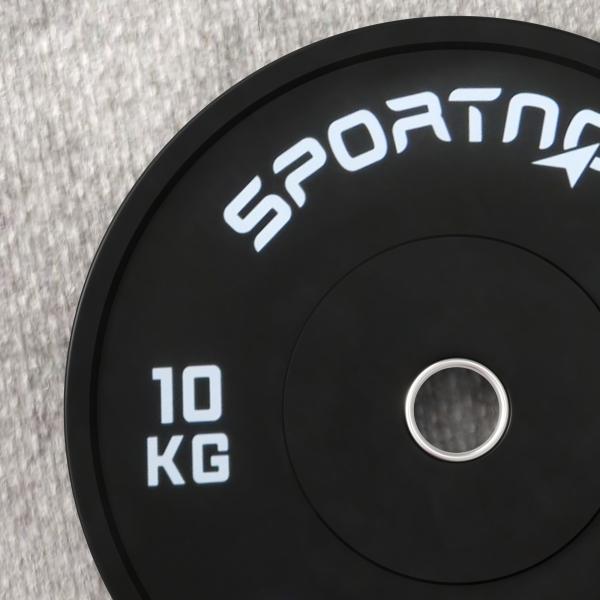 Anilhas Olímpicas 2x10 kg com Orifício Ø50 mm em Borracha para Barras e Halteres, Preto