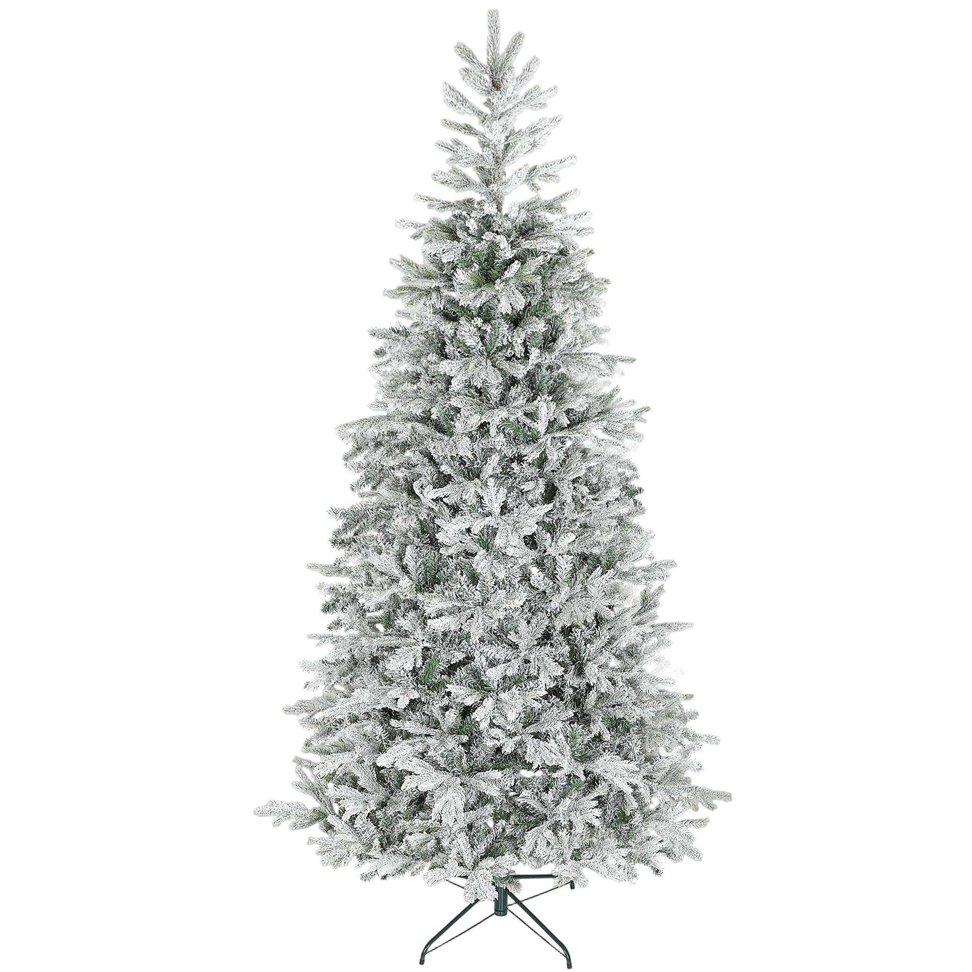 Árvore de Natal Artificial 210 cm Árvore de Natal Nevada com 1154 Ramos Base Dobrável e Fácil de Montar Verde