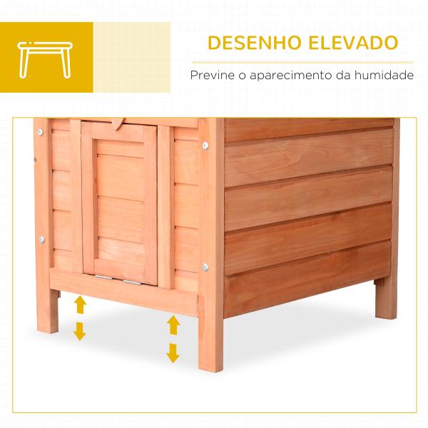 Coelheira de Madeira Exterior Coelheira para Roedores Animais de Estimação Pequenos com Teto Asfáltico e Rampa Antiderrapante 51x42x43cm Madeira