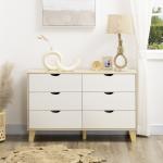 Cómoda com 6 Gavetas e Pés Elevados Cómoda para Dormitório Estilo Moderno Anti - Tombo 120x40x76cm Madeira e Branco