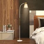 Candeeiro de Pé LED com Altura Ajustável Ecrã Interruptor para Sala de Estar Escritório Quarto 49x21x127 - 160 cm Branco e Dourado