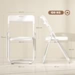 Conjunto de 6 Cadeiras Dobráveis com Encosto Curvo Assento Côncavo com Ventilação 48,5x47x75 cm Branco