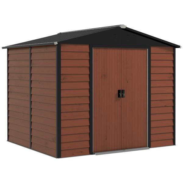Abrigo de Jardim Exterior 4,4 m² 240x206x198 cm Abrigo de Jardim com Porta de Correr e Fechadura Teca