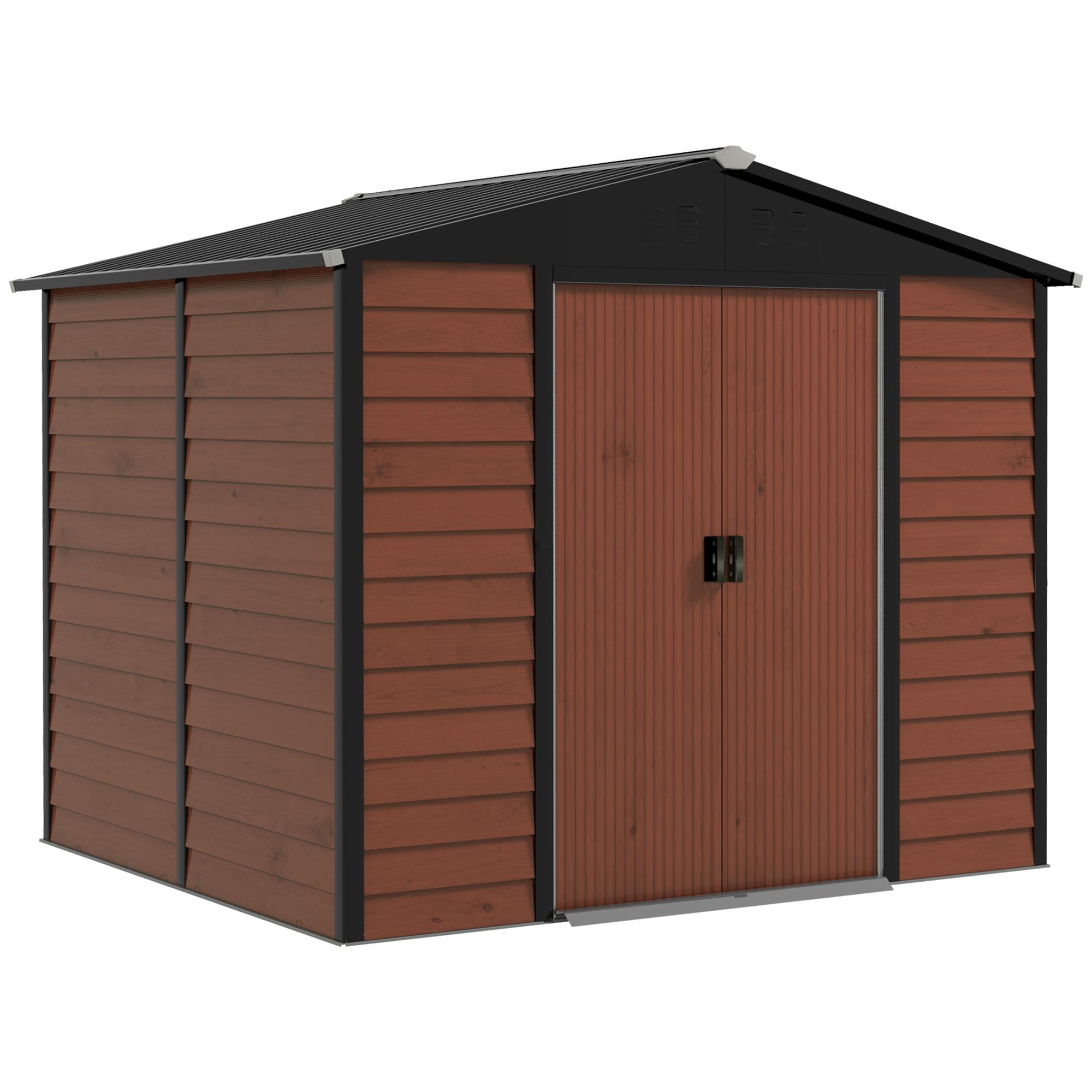 Abrigo de Jardim Exterior 4,4 m² 240x206x198 cm Abrigo de Jardim com Porta de Correr e Fechadura Teca