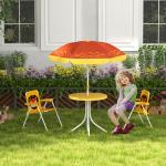 Conjunto Infantil de Mesa e Cadeiras de Exterior Conjunto de 2 Cadeiras Dobráveis e Mesa para Crianças Amarelo e Castanho