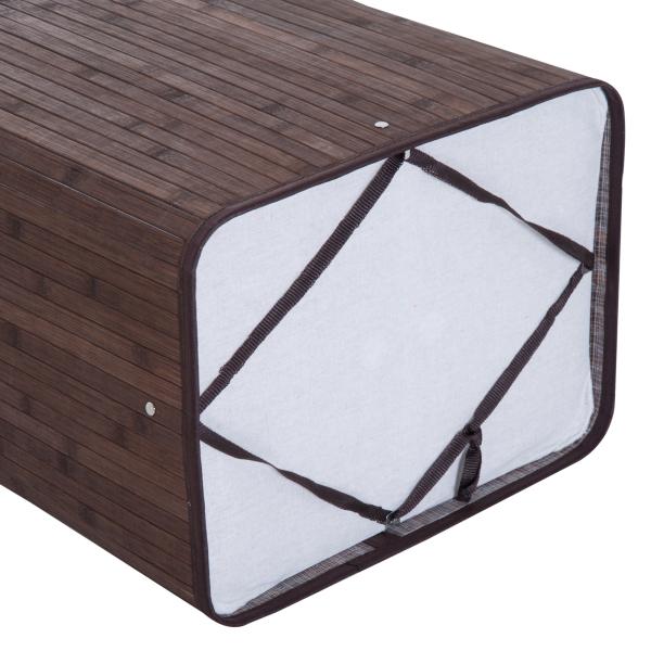 Cesto de Roupa de Bambu Dobrável Cesto para Roupa Suja 70L com Tampa e Bolsa Amovível 40x30x60 cm Bambu