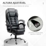 Cadeira de Escritório Reclinável Cadeira Executiva Giratória com Altura Ajustável Estofada em PU 64,5x69x109 - 117 cm Preto