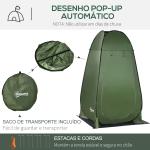 Tenda de Duche Tenda de Privacidade Portátil com 1 Gancho Bolso Bolsa de Transporte e UV20+ 126x124x189 cm Verde