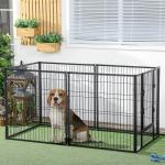 Parque para Cães de 6 Painéis com Largura Ajustável e Estrutura de Aço 82,5 - 150x79x81 cm Preto