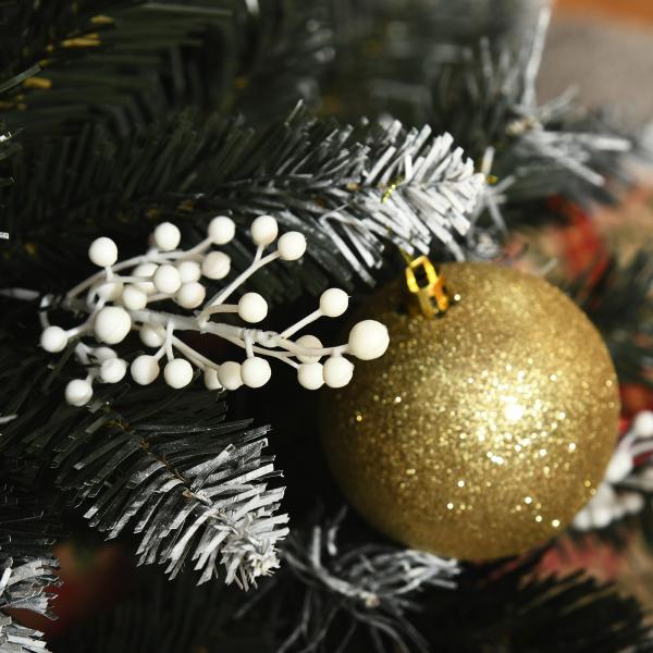Árvore de Natal Automática 150 cm com 378 Ramos 41 Decorações Suporte em Aço Base Dobrável e Removível Verde