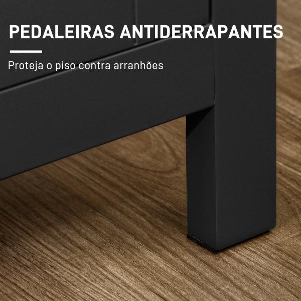 Aparador Sala de Estar com 3 Portas e Prateleiras Ajustáveis Estilo Moderno 120x40x70 cm Preto e Madeira