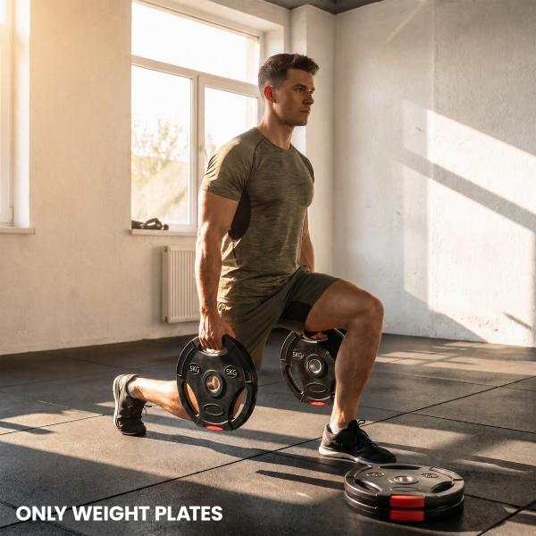 Conjunto de Discos de Pesos de 4 Peças 2x5 kg e 2x2,5 kg com Orifícios de 2,5 cm para Treino Fitness Preto