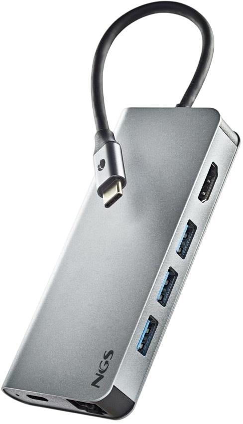 Hub USB - C 8 - EM - 1 (3x USB - A/RJ45/HDMI/USB - C/MicroSD/TF) - NGS