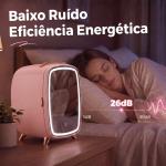 Mini Frigorífico para Cosméticos com 6 L, Porta com Espelho e Luzes LED Ajustáveis, Rosa, 24,3 x 19,4 x 35,6 cm