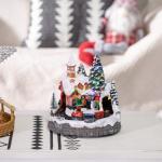 Aldeia de Natal com Luzes LED Trem Giratório e Música Decoração de Natal 20x19,5x20cm Multicor