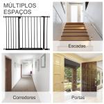 Barreira de Segurança para Animais de Estimação Extensível para Escadas e Portas Barreira de Segurança para Cães 76 - 107x76 cm Preto