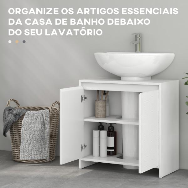 Móvel para Lavatório Pousar Moderno com Prateleira Anti - Tombo Carga 40 kg 60x30x60 cm Branco