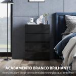 Cómoda com 4 Gavetas de Madeira Cómoda de Dormitório Cómoda Branca para Sala de Estar Estilo Moderno 55x34x80 cm Preto