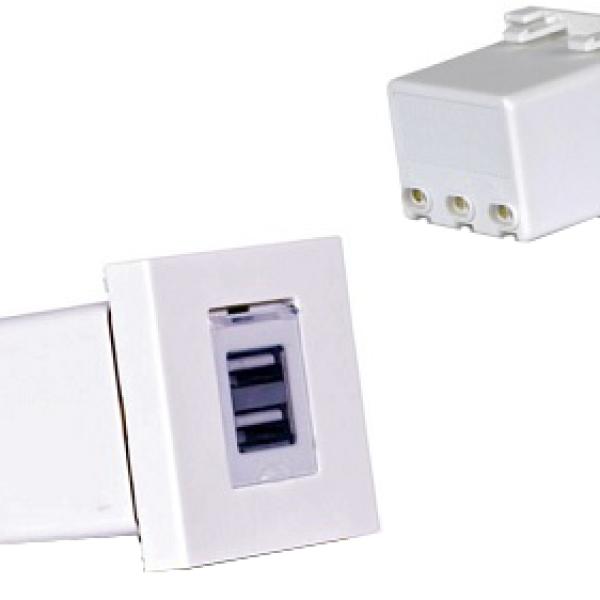 Tomada Carregador 5V 2x USB p/ 1 Painel Ligação - FONESTAR