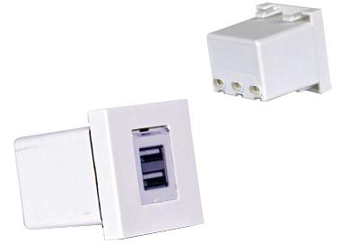 Tomada Carregador 5V 2x USB p/ 1 Painel Ligação - FONESTAR