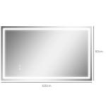 Espelho Casa de Banho com Luz LED 100x60 cm Espelho de Parede com Iluminação Anti - Embaciamento Brilho Ajustável e Interruptor Tátil