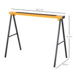 Cavalete de Serra com Patas Dobráveis Cavalete Metálico 2 Peças com Asa Tapete Antiderrapante Máx. 250kg Aço