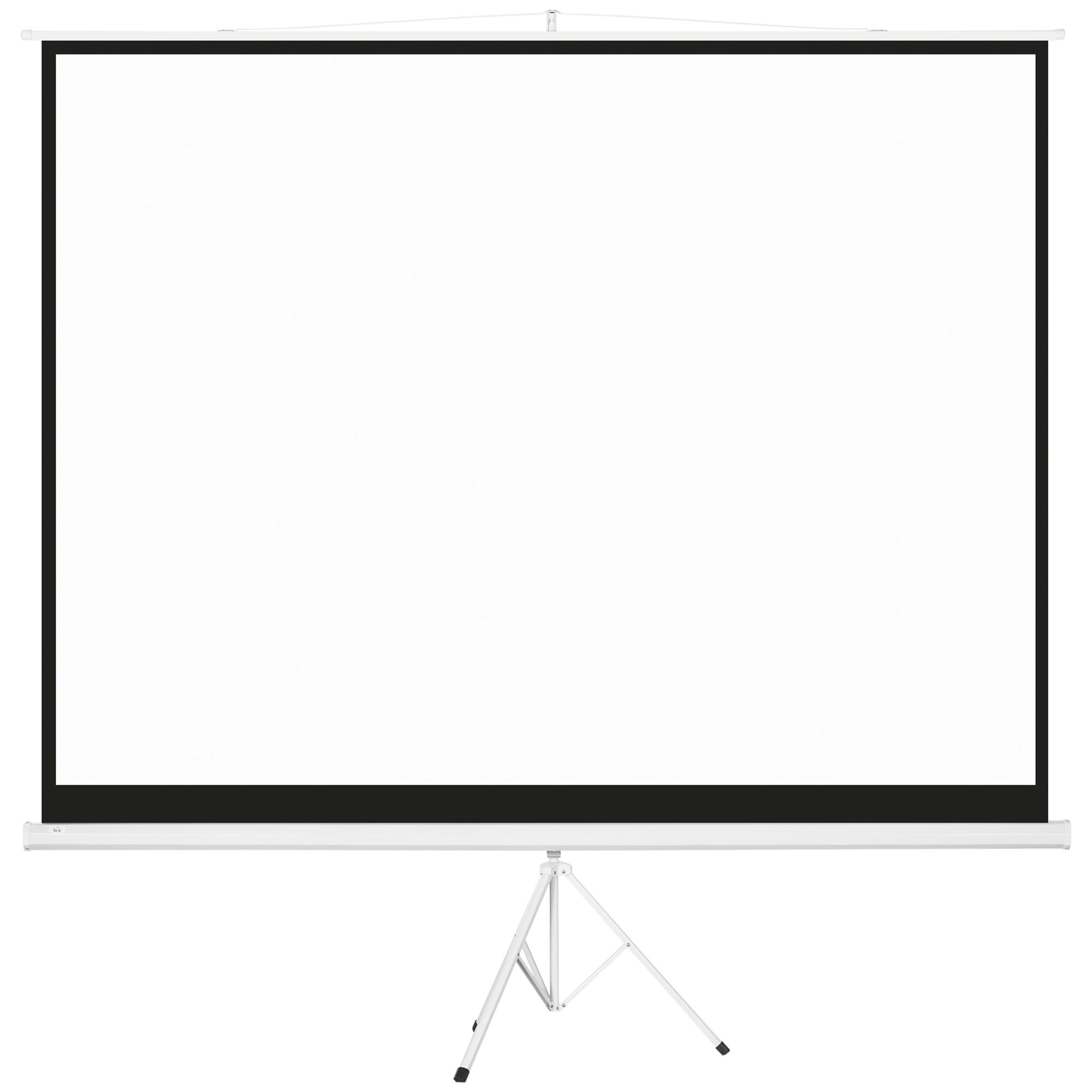 Tela de Projeção Manual com Suporte 120 Polegadas Formato 4:3 com Altura Ajustável 244x183 cm Branco