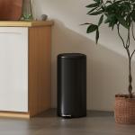 Caixote do Lixo de Cozinha 30L com Pedal, Tampa de Fecho Suave e Balde Interior Removível, Preto
