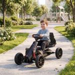 Kart a Pedais para Crianças com Assento Ajustável em 4 Posições, Travão de Mão e Rodas de EVA 100x58x58,5 cm Preto