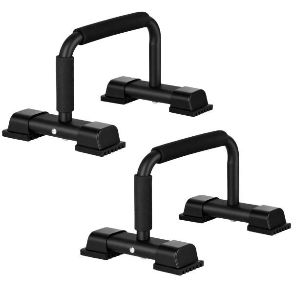 Barras Paralelas em Aço com Base Antiderrapante e Pegas Acolchoadas para Treino de Fitness 36x25x20 cm Preto
