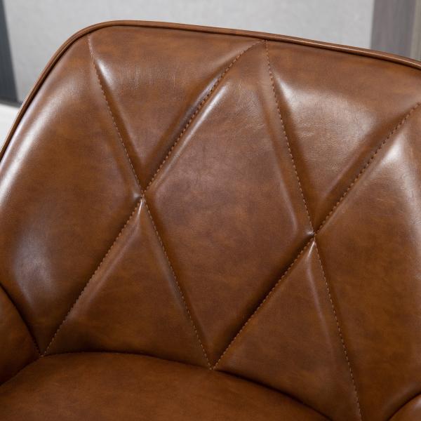 Conjunto de 2 Bancos Altos Estofados em PU com Encosto Alto Pés de Aço e Apoio para os Pés 50x47,5x102,5cm Marrom