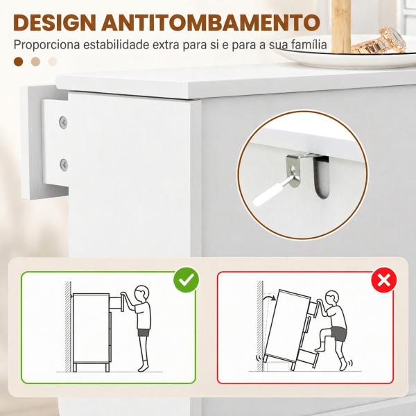 Sapateira Branca Móvel Sapateira Estreita com 2 Portas e 1 Gaveta para 8 Pares de Sapatos 60x23,5x98,5 cm Branco