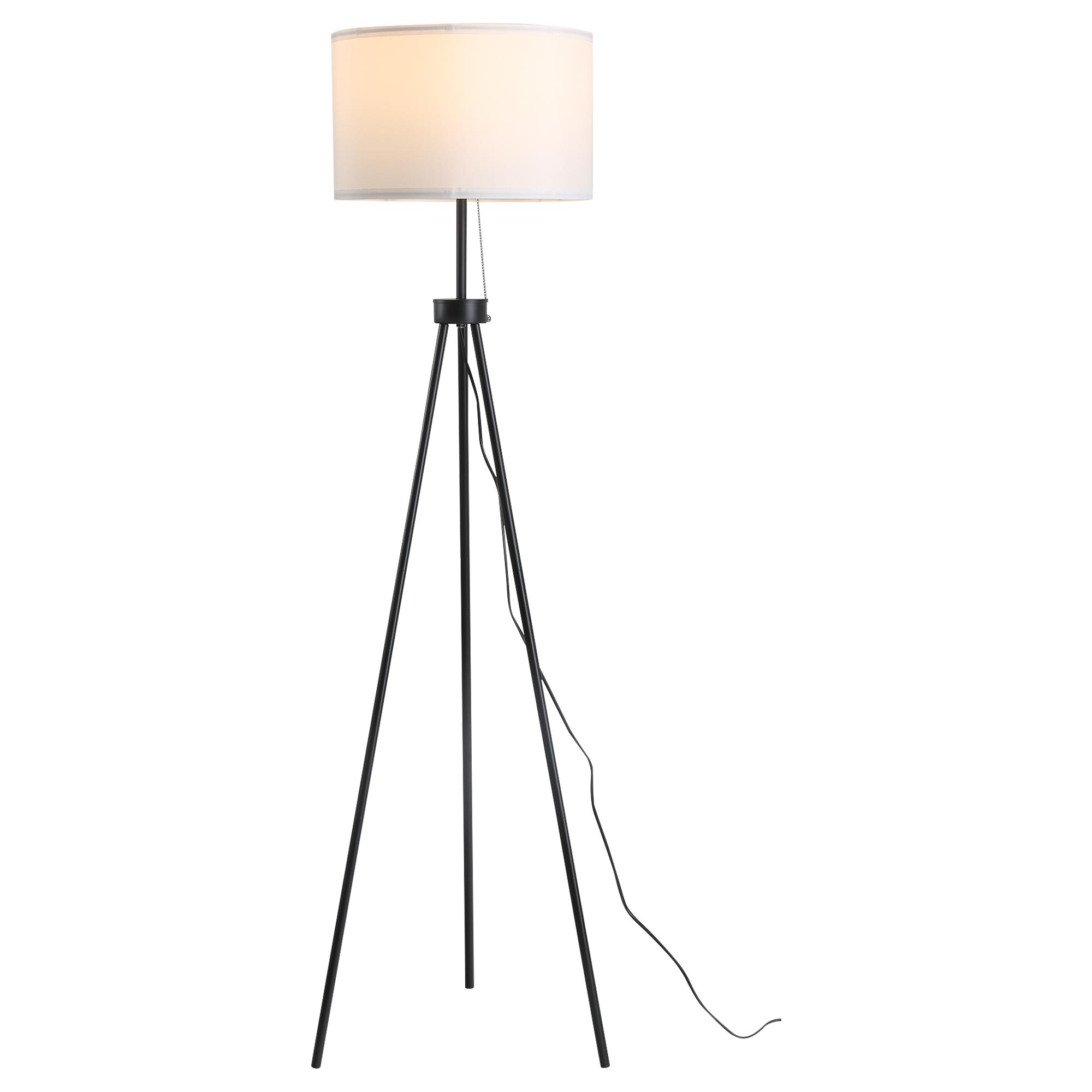 Candeeiro de Pé Moderno Candeeiro de Pé para Sala de Estar com Ecrã Redondo Tripé e Suporte para Lâmpada E27 Ø37x152 cm Branco e Preto